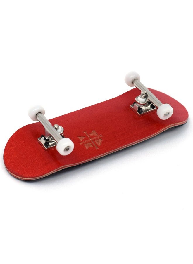 32Mm Pro Fingerboard Complete - Fully Assembled With Pro Level Components - Pro Shaped Wooden Deck (32X97Mm), Ultraspin Bearing Wheels, Prodigy Gen2 Trucks - The Crimson Classic