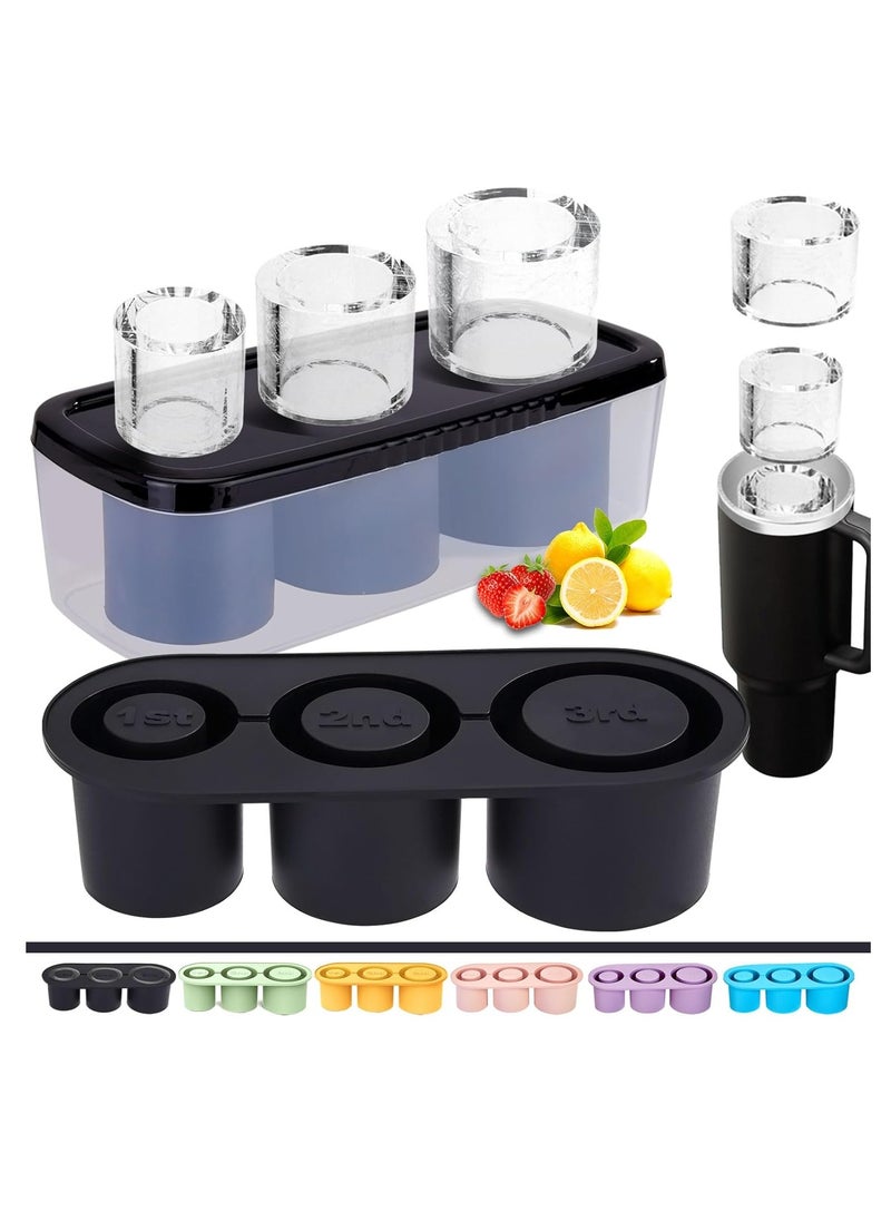 1 Pack Glass Ice Tray for Stanley/Yeti/Simple Modern etc 40 oz Glass, Glass Silicone Ice Tray with Container and Lid (Black)