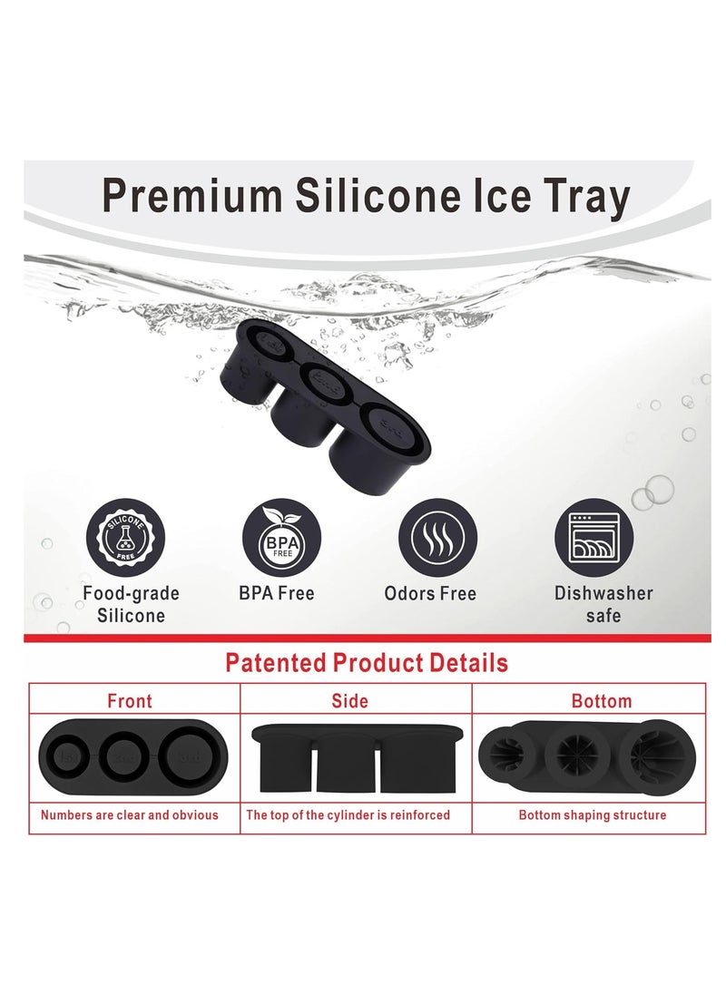 1 Pack Glass Ice Tray for Stanley/Yeti/Simple Modern etc 40 oz Glass, Glass Silicone Ice Tray with Container and Lid (Black)