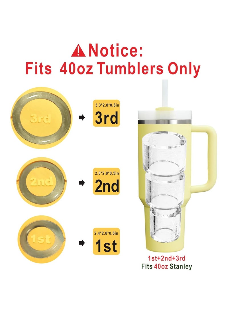 1 Pack Glass Ice Tray for Stanley/Yeti/Simple Modern etc 40 oz Glass, Glass Silicone Ice Tray with Container and Lid (Yellow)