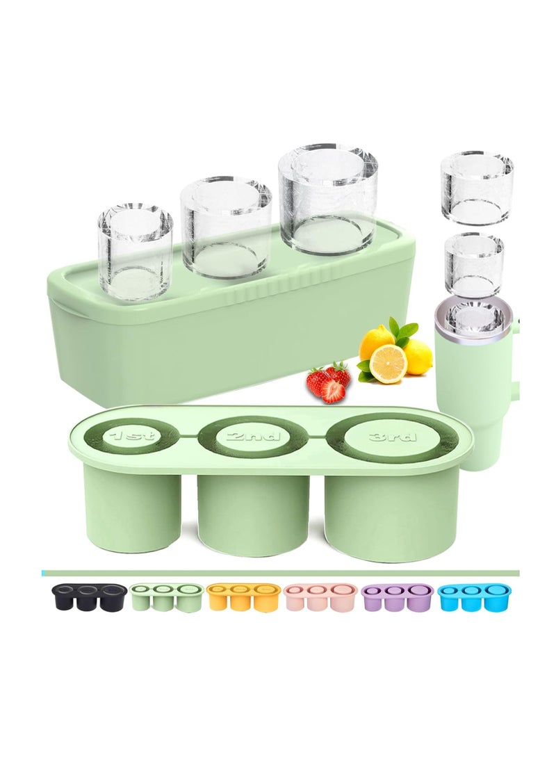 1 Pack Glass Ice Tray for Stanley/Yeti/Simple Modern etc 40 oz Glass, Glass Silicone Ice Tray with Container and Lid (Green)