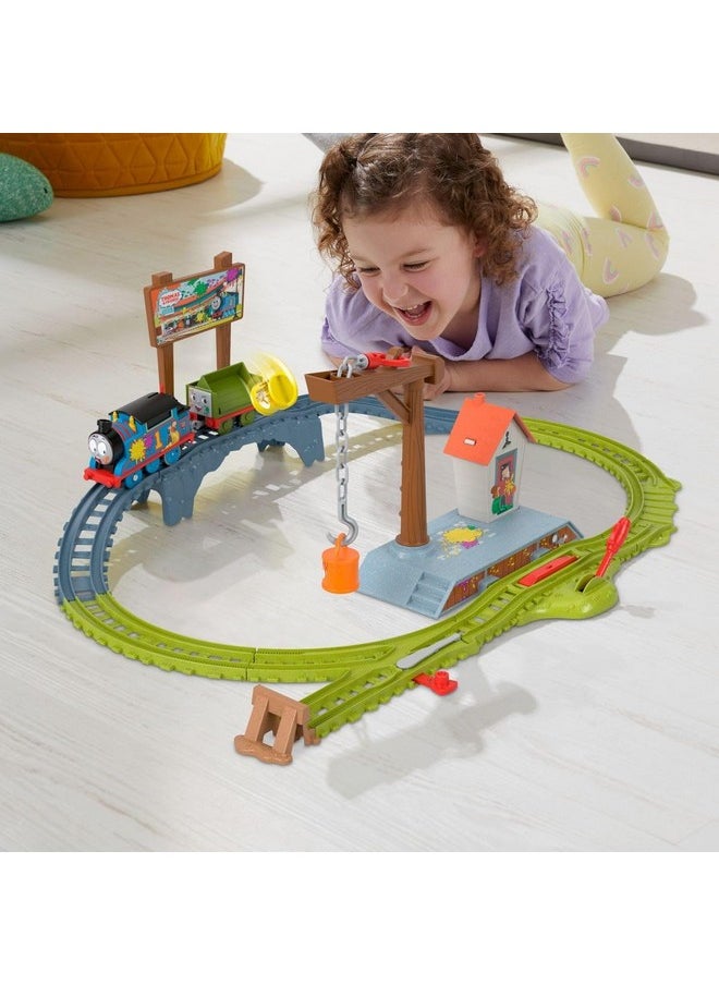 Motorized Toy Train Set Paint Delivery With Thomas & Troublesome Truck For Pretend Play Preschool Kids Ages 3+ Years