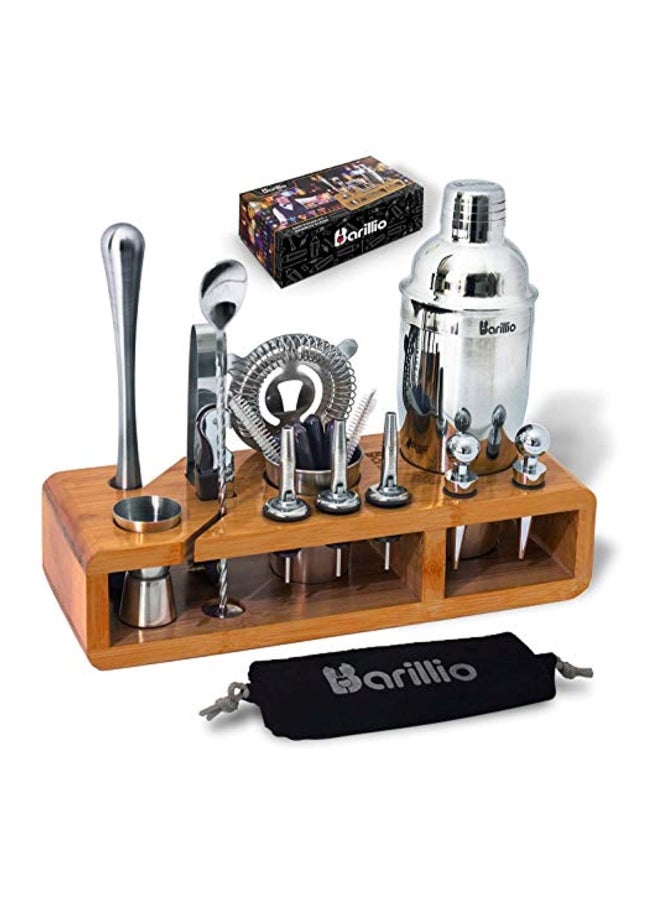 23-Piece Bartender Cocktail Shaker Set Silver 14x7.6x5.4inch