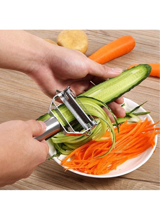 Peeler, 3 In 1 Peeler, Potato Peeler, Vegetable Peeler Stainless Steel, Great For Peeling Potato, Carrots And All Types Of Vegetable And Fruit (Silver)