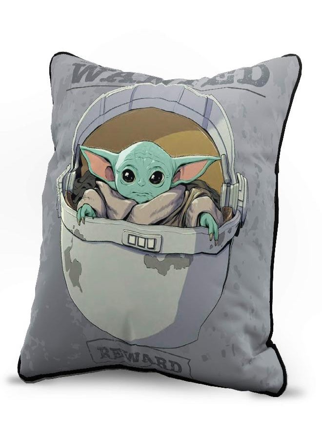 Jay Franco Star Wars The Mandalorian Wanted Reward Decorative Pillow Cover - Throw Pillow Cover Features The Child Baby Yoda Grogu - Kids Super Soft Bedding (Official Star Wars Product)