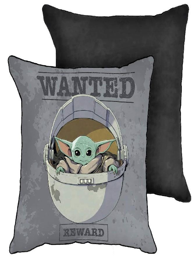 Jay Franco Star Wars The Mandalorian Wanted Reward Decorative Pillow Cover - Throw Pillow Cover Features The Child Baby Yoda Grogu - Kids Super Soft Bedding (Official Star Wars Product)