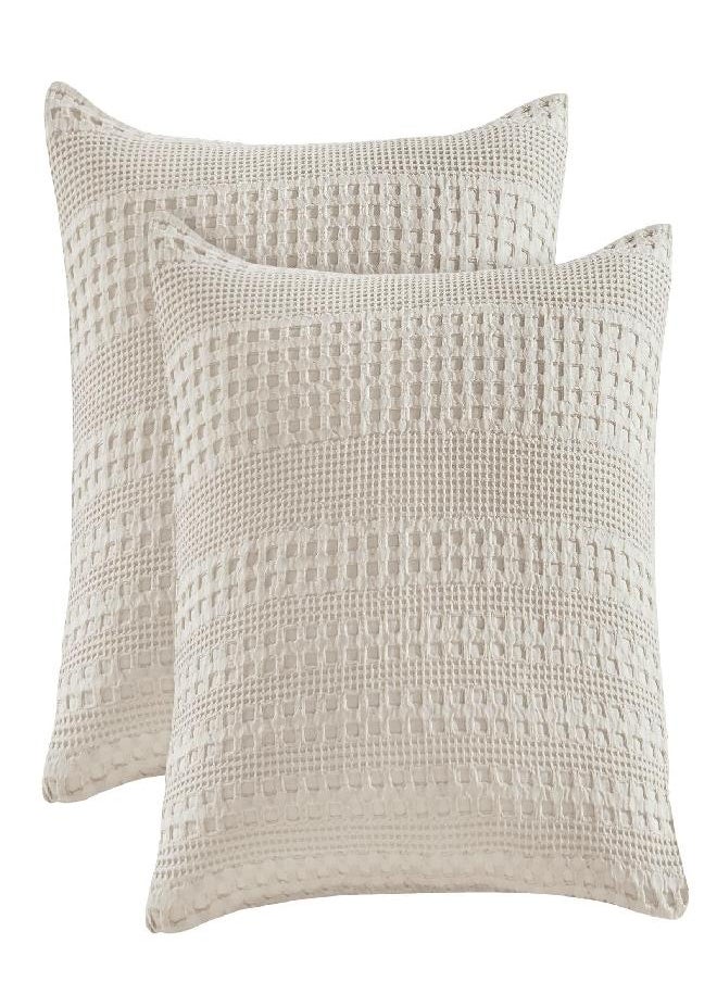 PHF 100% Cotton Waffle Weave Euro Sham Covers, 2 Pack 26