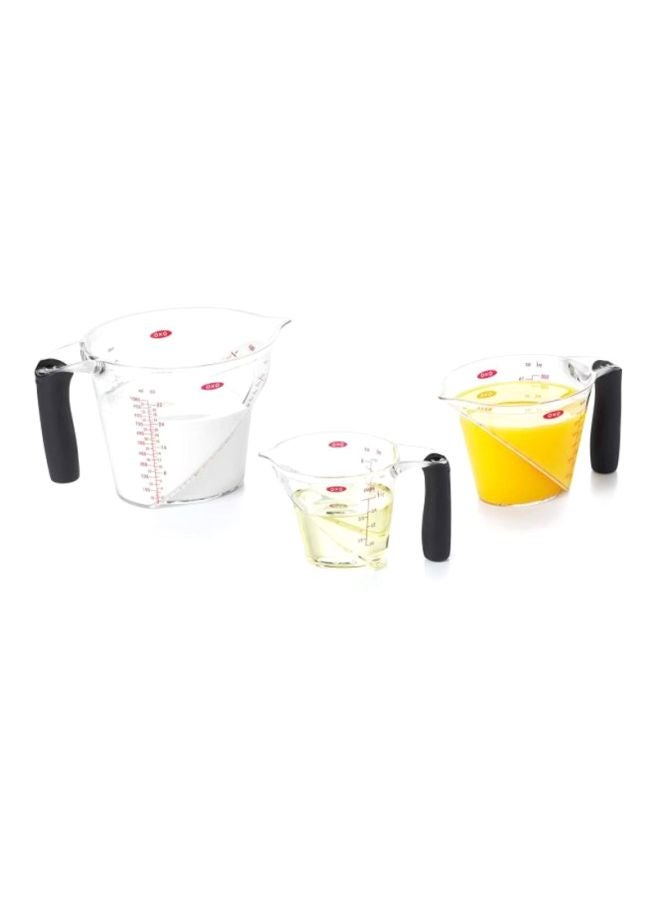 3-Piece Angled Measuring Cup Set Clear/Black