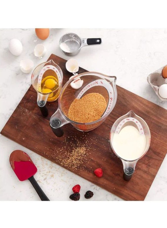 3-Piece Angled Measuring Cup Set Clear/Black