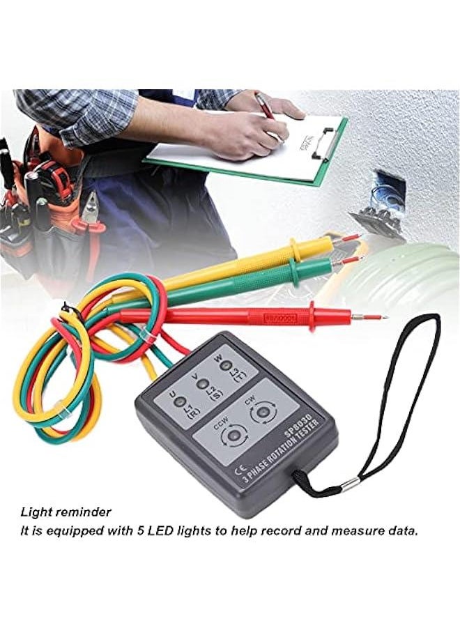 Phase Rotation Meter, SP8030 3 Phase Battery Phase Sequence Detector for Industry for Electrician