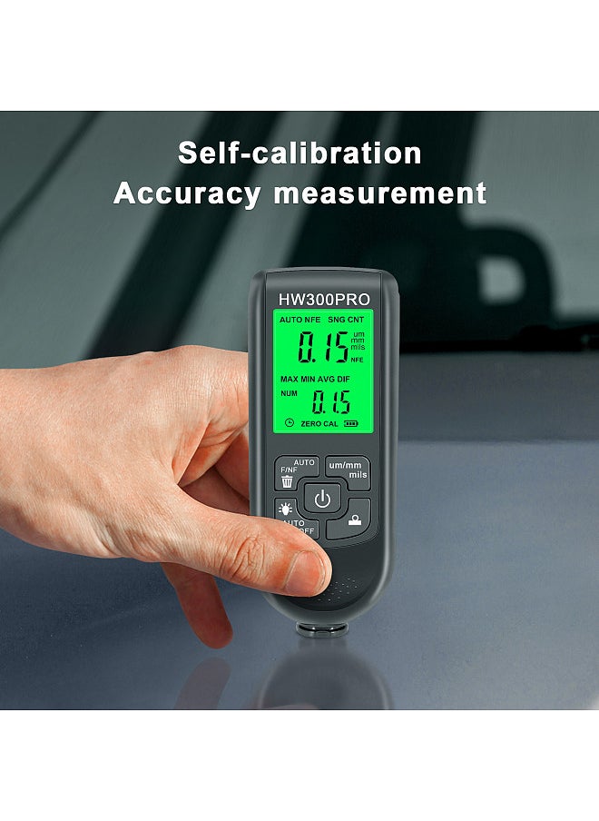 Car Paint Coating Thickness Gauge, Metal Coating Thickness Gauge, 0-2000 UM Fe and NFe Probe Measuring Gauge