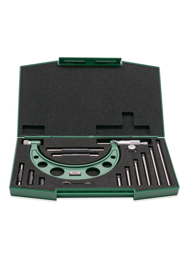 Outside Micrometer With Interchangeable Anvils Green/Silver