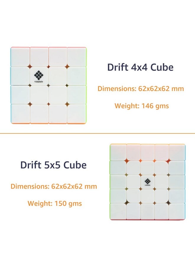 Drift 5-In-1 Gift Box | 2X2, 3X3, 4X4, 5X5 And Secret Tutorial For Cubes Guide Book | Suitable For Kids And Adults | Magic Speedy Stress Buster Brainstorming Puzzle Multicolor Combo Set