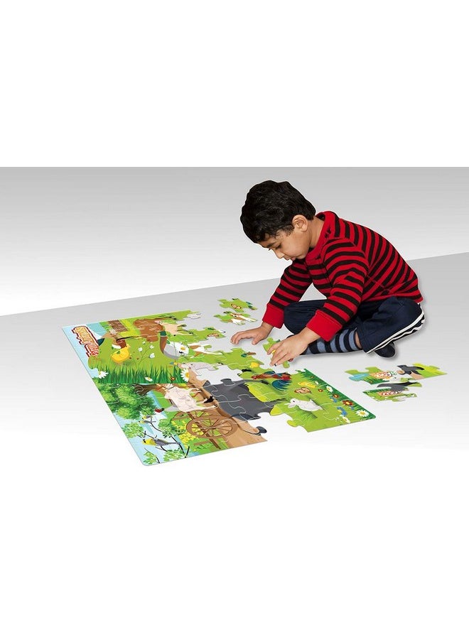 Animal Giant Cardboard Floor Puzzle Game For 3 Years+ Old Kids | Puzzle Size 36 Inches X 24 Inches When Assembled | Pre School Game Equipment