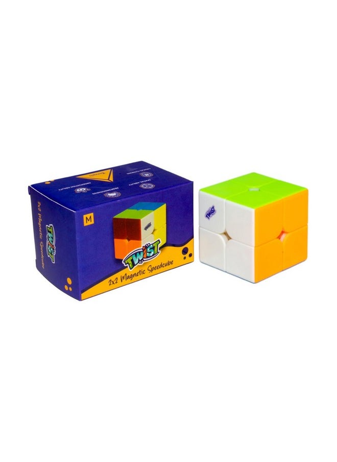 Twist 2M 2X2 (Magnetic) Stickerless Speedcube | Speedy Brainstorming Puzzle Cube For Kids & Adults (Multicolor)