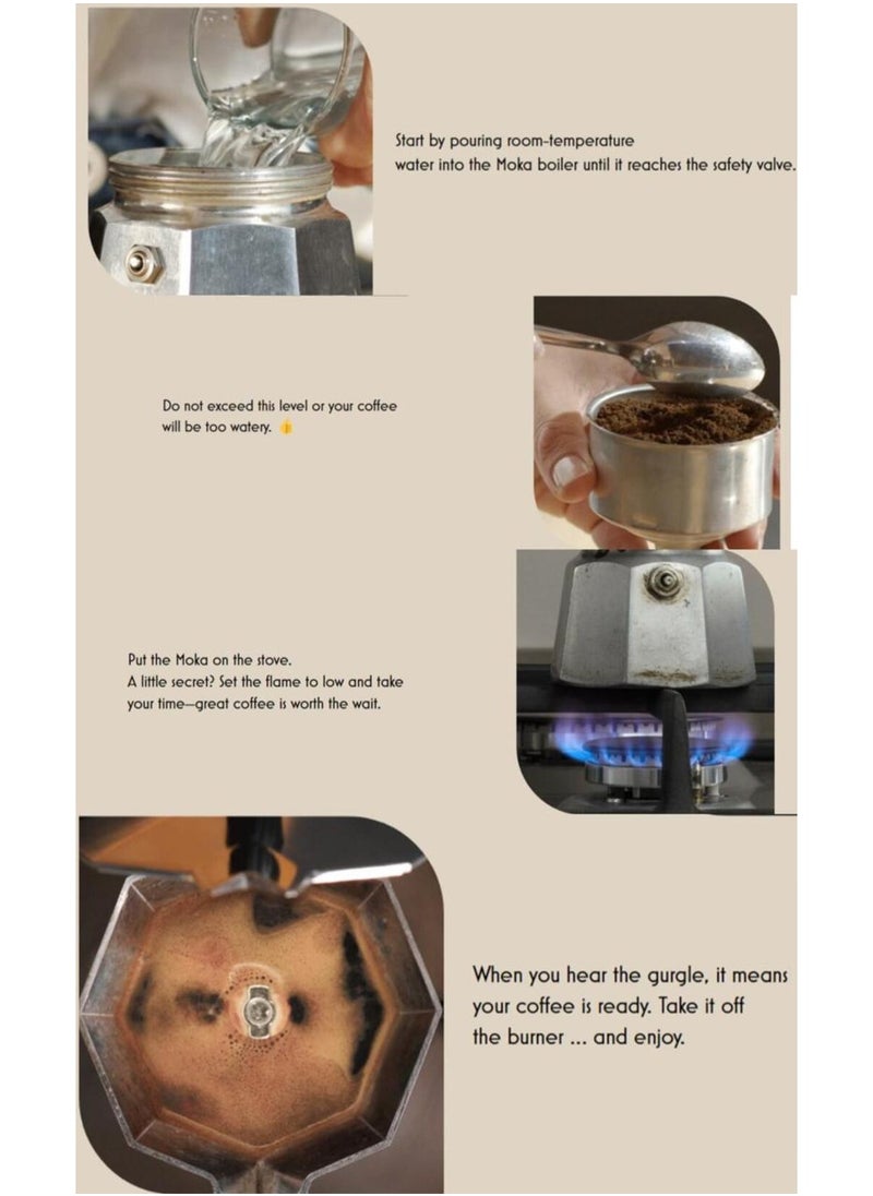 Moka Express Stove Top Espresso Maker, Makes Real Italian Coffee, Moka Pot 6 Cups, Silver
