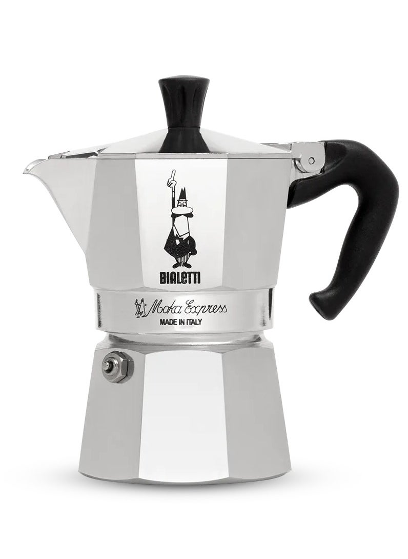 Moka Express Stove Top Espresso Maker, Makes Real Italian Coffee, Moka Pot 6 Cups, Silver