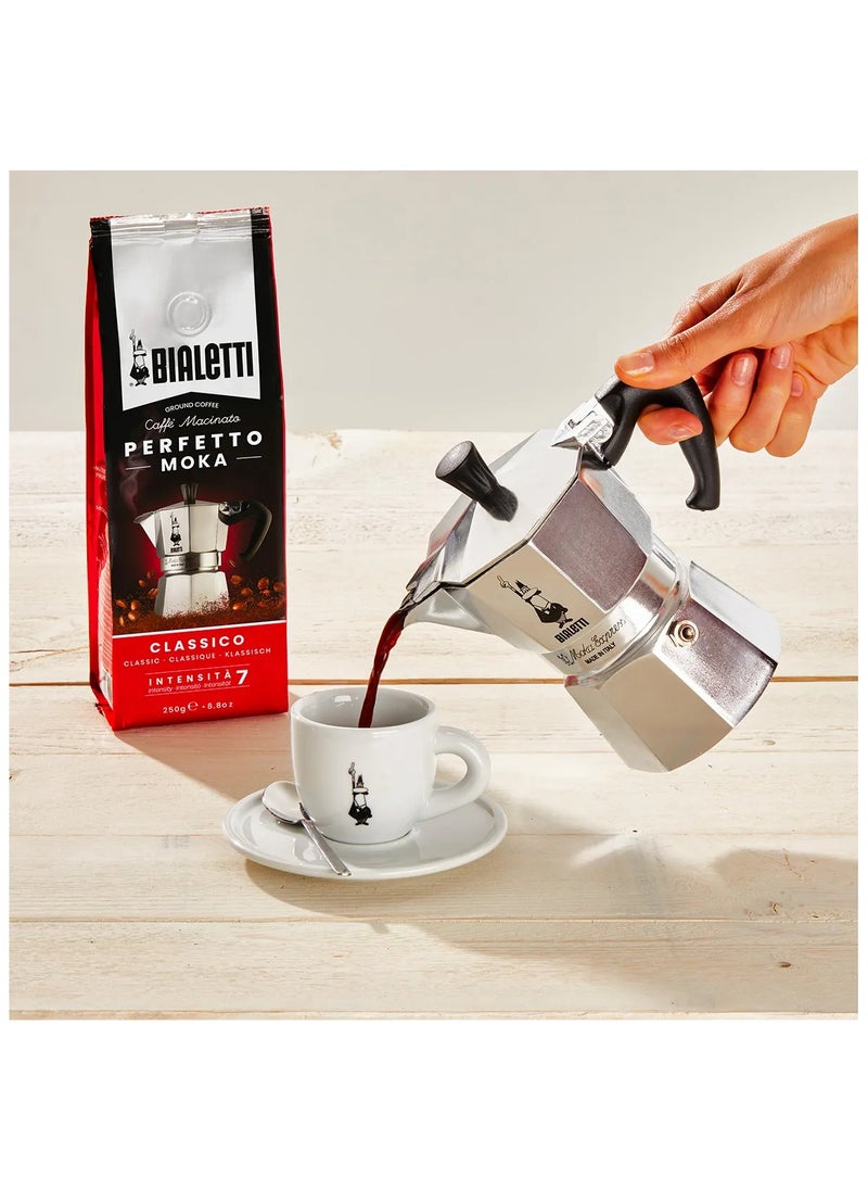 Moka Express Stove Top Espresso Maker, Makes Real Italian Coffee, Moka Pot 6 Cups, Silver