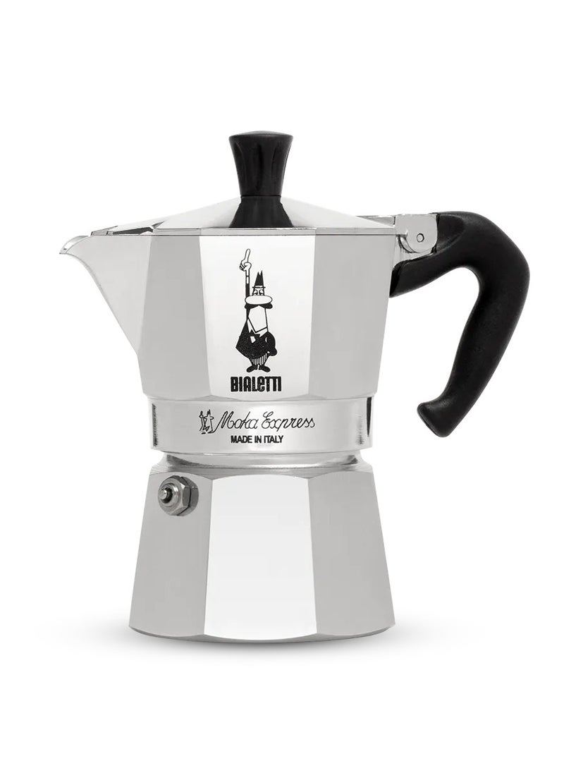 Moka Express Stove Top Espresso Maker, Makes Real Italian Coffee, Moka Pot 3 Cups, Silver