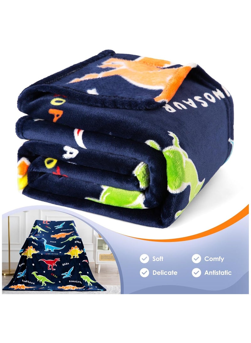 Kids Glow in The Dark Blanket Soft Throw All Seasons for Couch Sofa Bed /Dinosaur Gifts Toys for Kids Boys - Glow in The Dark Blanket Dino Throw Age 1-13 Years Old 150 x 120cm