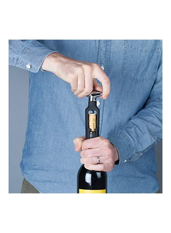 Easy-Turn Cork Screw Opener Black/Silver 4x1x5inch