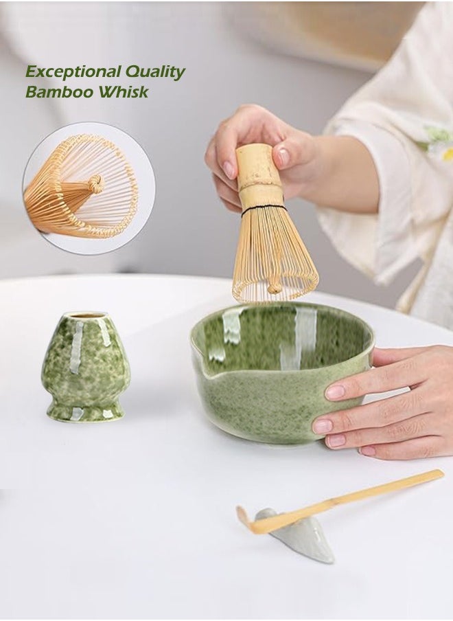 Matcha set Matcha Whisk Set Bamboo Whisk  matcha kit   Matcha Stirrer Set 4-piece Set (Matcha bowl  +Matcha Stirrer+Tea Spoon+ Matcha Brush Placeer)