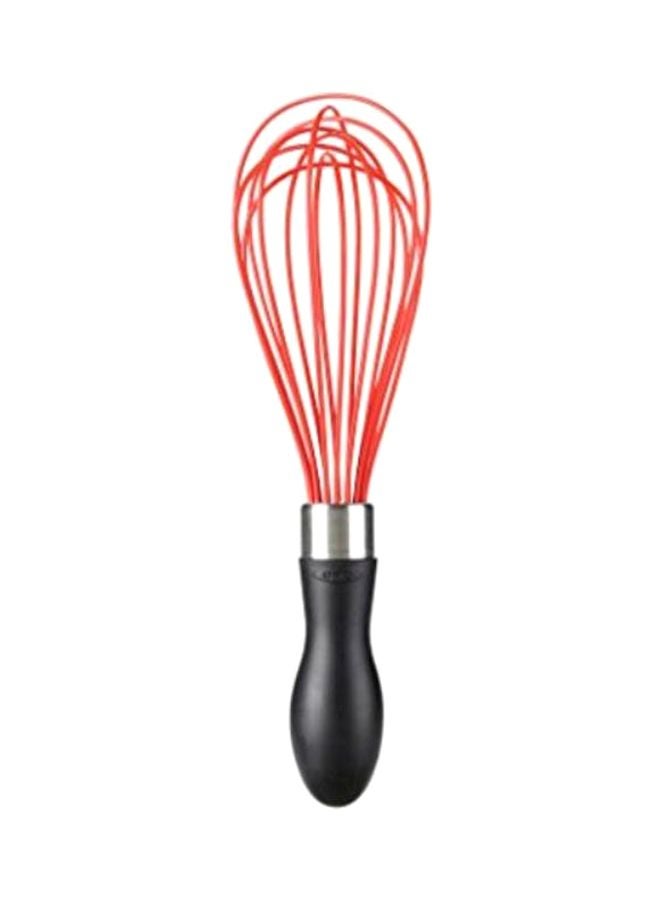 2-Piece Silicone Whisk Black/Red/Silver 9inch