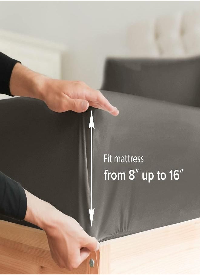 Full Size Sheet Set - Breathable & Cooling - Hotel Luxury Bed Sheets - Extra Soft - Deep Pockets - Easy Fit - 4 Piece Set - Wrinkle Free - Comfy - Dark Grey Bed Sheets - Full Sheets - Fitted Sheets