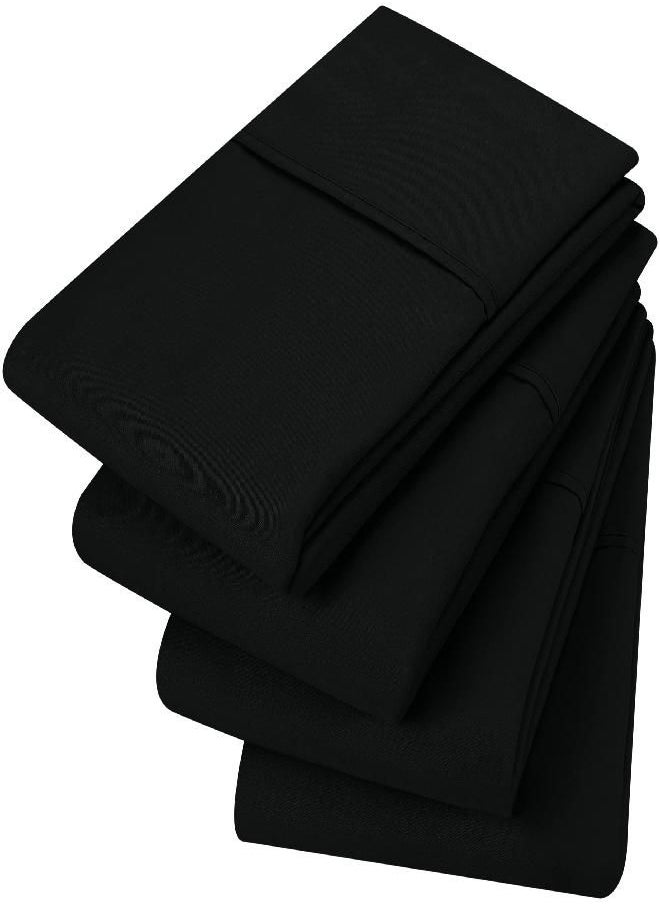 Utopia Bedding Queen Pillowcases - 4 Pack - Envelope Closure - Soft Brushed Microfiber Fabric - Shrinkage and Fade Resistant Pillow Covers Standard Size 20 X 30 Inches (Queen, Black)