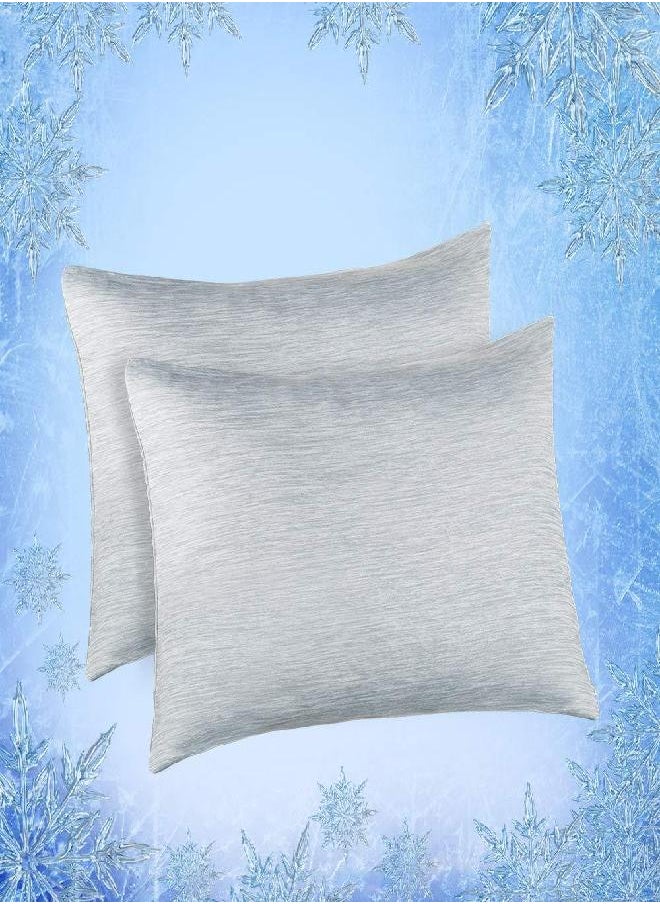 Elegear Cooling Pillow Cases for Hot Sleepers, Japanese Q-Max 0.45 Cooling Pillowcases, Both Sides[Cooling/Cotton], Breathable Soft Pillowcase for Hair and Skin, Set of 2-Gray (Standard (20