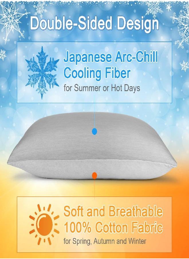 Elegear Cooling Pillow Cases for Hot Sleepers, Japanese Q-Max 0.45 Cooling Pillowcases, Both Sides[Cooling/Cotton], Breathable Soft Pillowcase for Hair and Skin, Set of 2-Gray (Standard (20