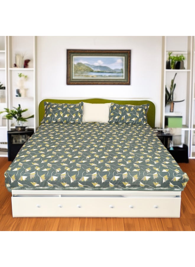 Status Contract Envogue Cotton Feel Double Bedsheet with 2 Pillow Covers for Bed Room, Home, Hotel-120 GSM (Green)