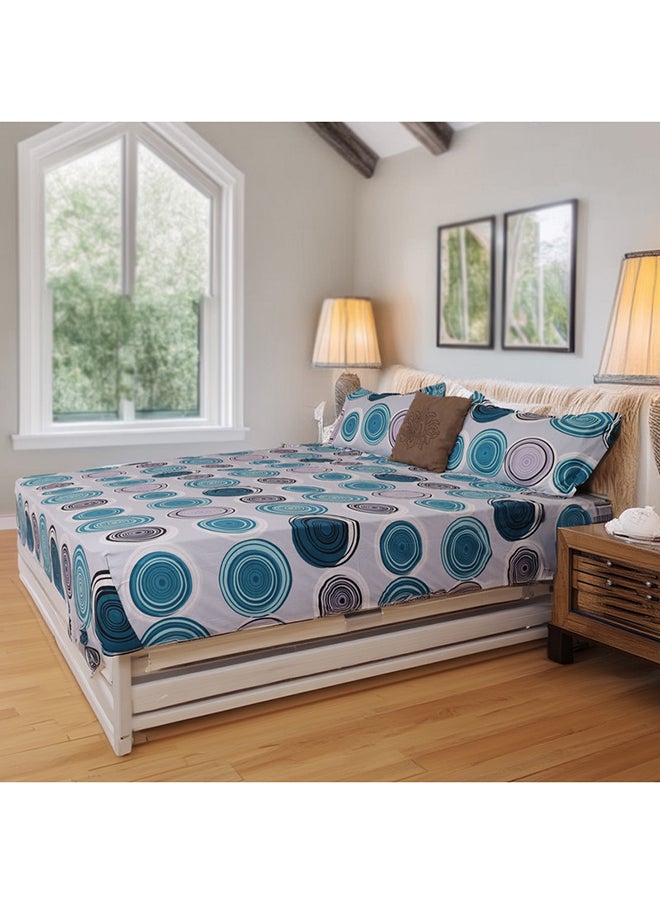 Status Contract Envogue Cotton Feel Double Bedsheet with 2 Pillow Covers for Bed Room, Home, Hotel-120 GSM (Blue Circles)