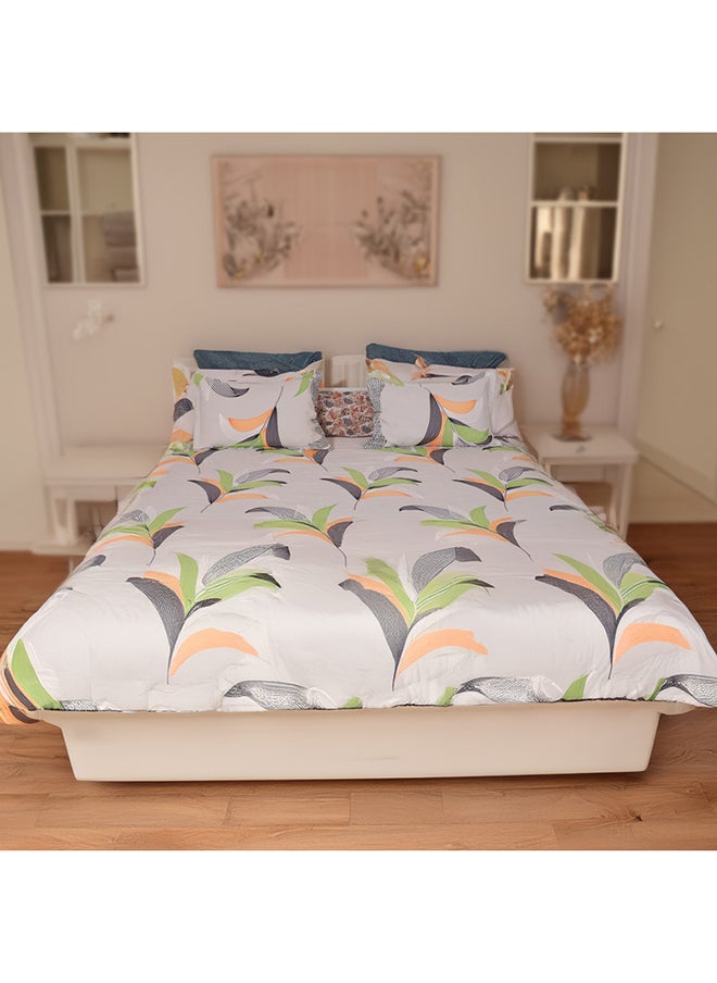 Status Contract Envogue Cotton Feel Double Bedsheet with 2 Pillow Covers for Bed Room, Home, Hotel-120 GSM (Grey-Orange)