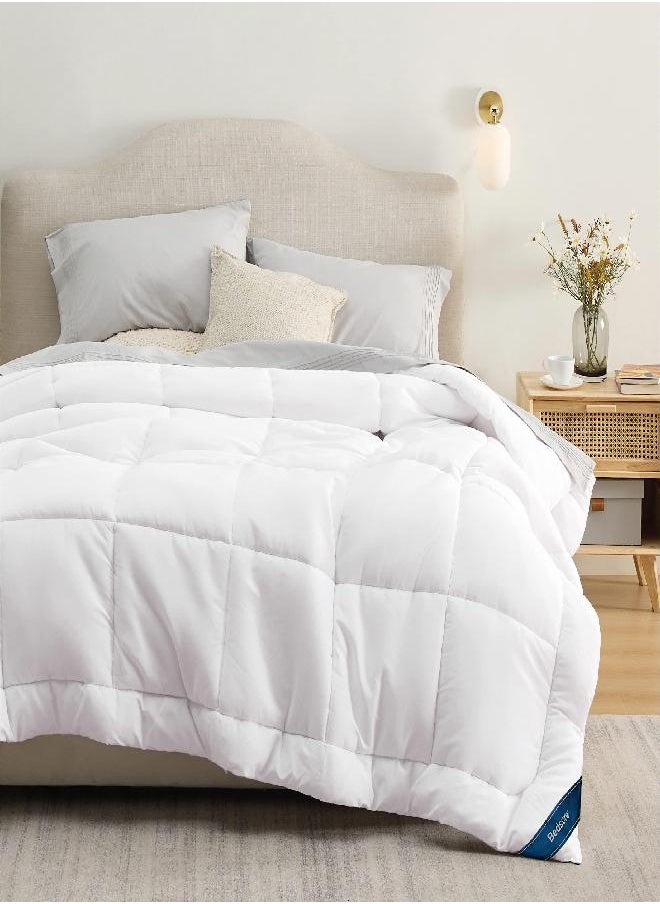 BEDSURE Comforter Full Size Duvet Insert - Down Alternative White Full Size Comforter, Quilted All Season Full Comforter with Corner Tabs