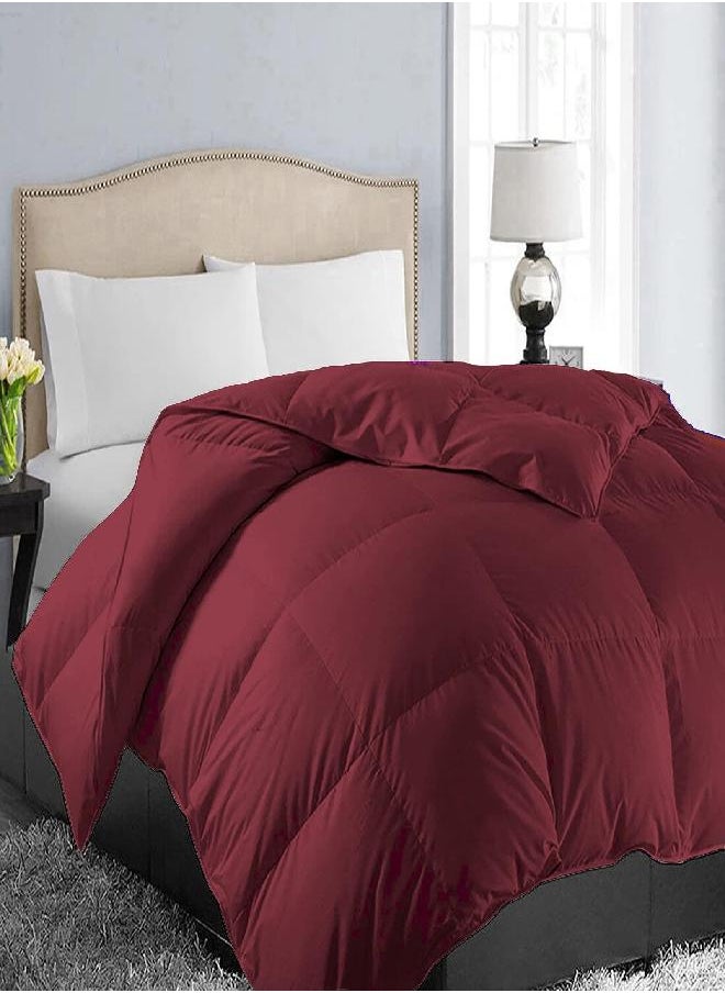 EASELAND All Season Full Size Soft Quilted Down Alternative Comforter Reversible Duvet Insert with Corner Tabs,Winter Summer Warm Fluffy,Burgundy,82x86 inches