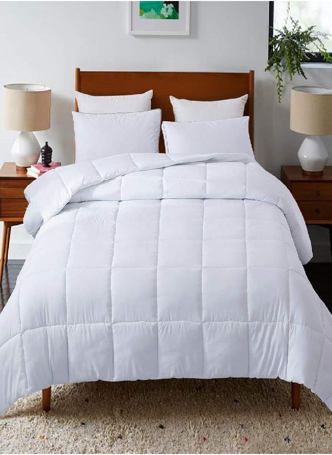 DOWNCOOL Comforters California King Size, Duvet Insert,White All Season Duvet, Lightweight Quilt, Down Alternative Hotel Comforter with Corner Tabs (White, California King 104x96 Inches)