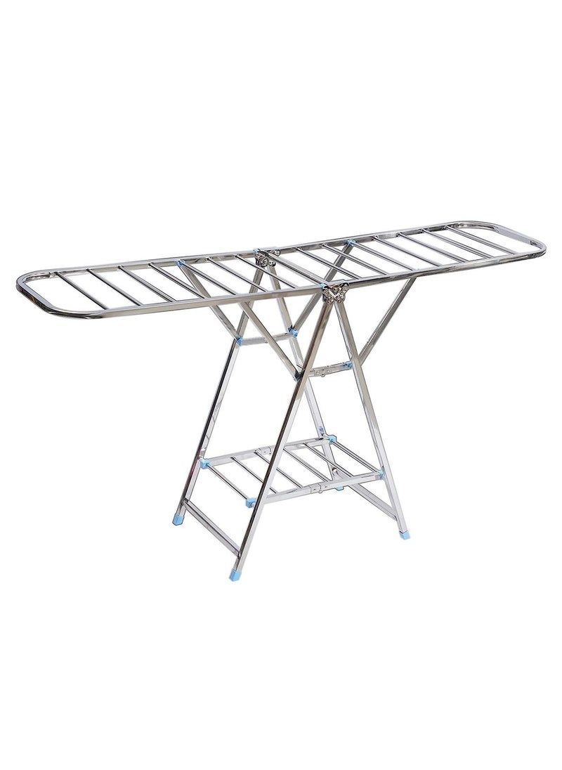 3 Tier Stainless Steel Laundry Drying Rack, Folding Drying Rack Clothing Hanger Stand for Drying Clothing Indoor Outdoor, with Height-Adjustable Wings,  (160cm length, 60cm width, 120cm