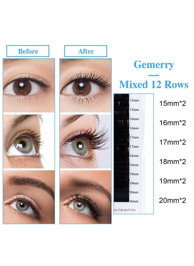 Ual Lash Extensions 15-20Mm Mixed Long Lashes 0.05 D Curl Classic Eyelash Extensions Matte Black Single Eyelashes Supplied By Gemerry (0.05-D, 15-20Mm Mix)