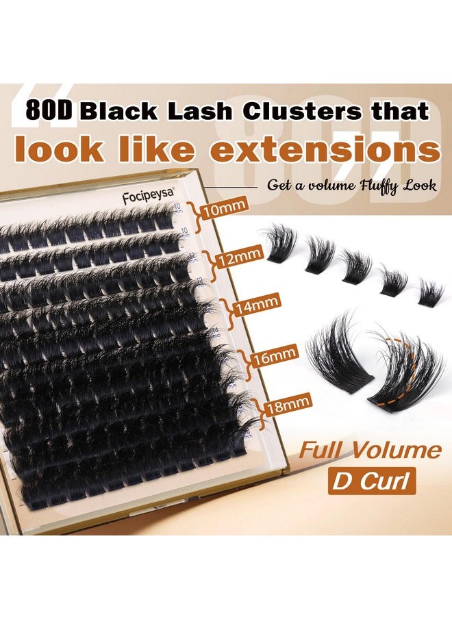 Eyelash Extension Kit Thick Lash Clusters Kit 10-18Mm Fluffy Clusters Lashes 180D Individual Eyelashes Kit With Lash Bond, Lash Remover, Lash Applicator Diy Lash Extension For Beginners (180D-D Curl)