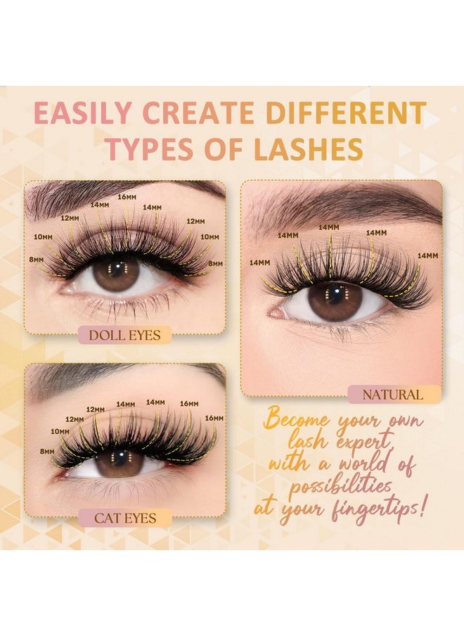 Cluster Lashes Thick Volume 40D Eyelash Clusters 280Pcs Reusable False Eyelashes 9-16Mm Diy Individual Lashes Cluster Extensions For Beginners