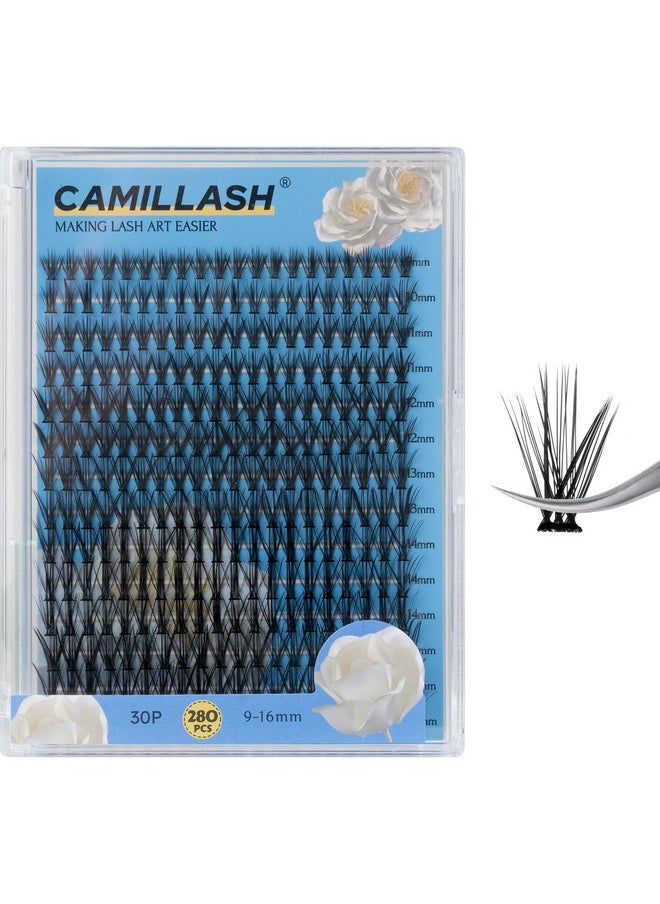 ????????? 280Pcs Lash Cluster Kit, Volume Diy Eyelash Extensions Fluffy Individual D Curl Lashes 30D-10-16Mm