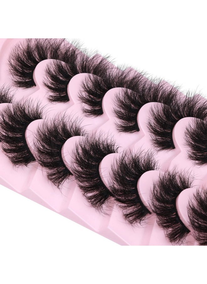 Lashes Fluffy False Eyelashes Wispy Faux Mink Eyelashes Long Dramatic Lashes 8D Volume Strip Eyelashes Cat Eye Lashes Pack