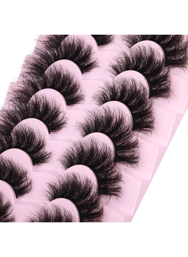 Lashes Fluffy False Eyelashes Wispy Faux Mink Eyelashes Long Dramatic Lashes 8D Volume Strip Eyelashes Cat Eye Lashes Pack