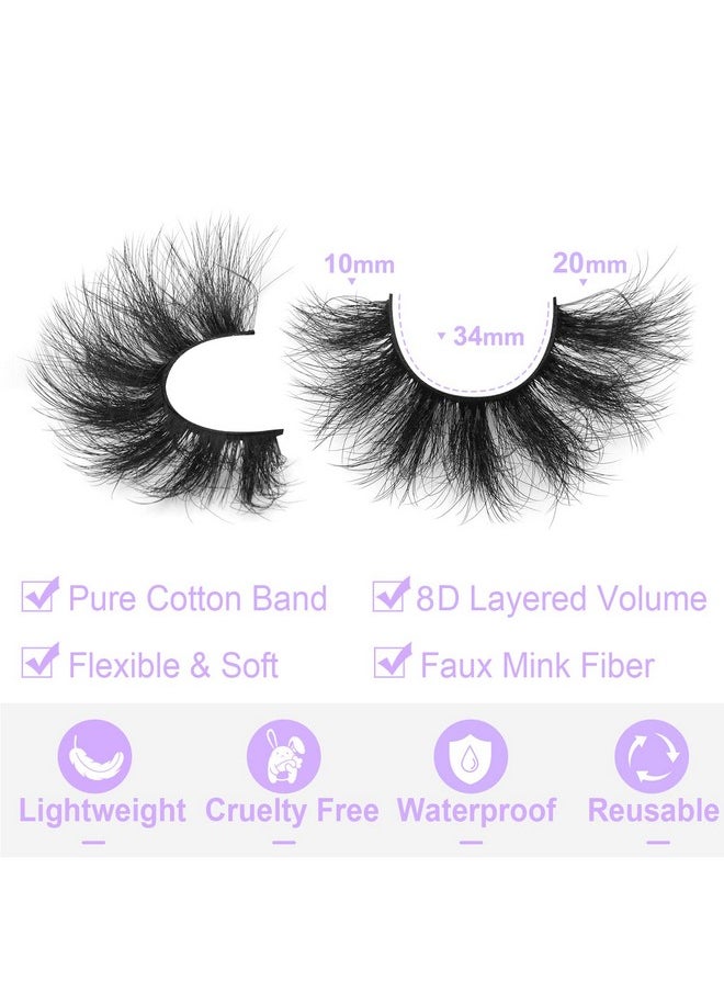 Lashes Fluffy False Eyelashes Wispy Faux Mink Eyelashes Long Dramatic Lashes 8D Volume Strip Eyelashes Cat Eye Lashes Pack