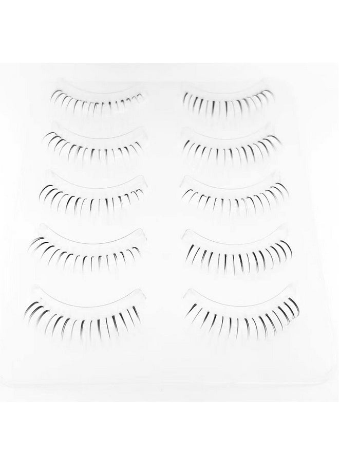 False Eyelashes Bottom Lashes Natural Look Wispy Clear Band Lower Lash Extension Soft Invisible Under Eyelashes 6Mm 5Pairs (Bottom Lashes Daring)