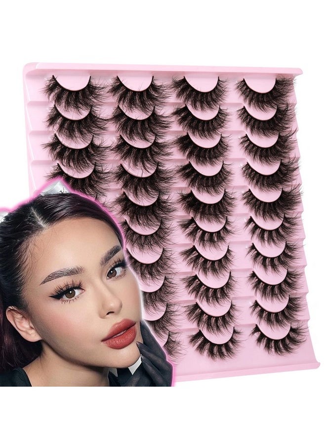 Lashes Fluffy Lashes Mink 20Mm Wispy Fake Eyelashes 4 Styles Mixed Strip 20 Pairs Eye Lashes Pack By Focipeysa