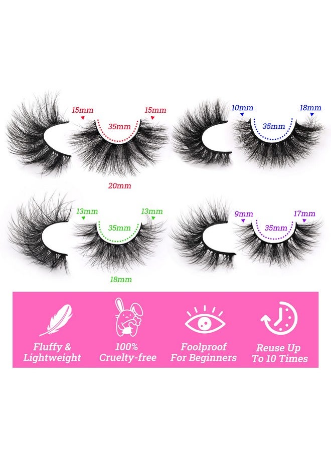 Lashes Fluffy Lashes Mink 20Mm Wispy Fake Eyelashes 4 Styles Mixed Strip 20 Pairs Eye Lashes Pack By Focipeysa