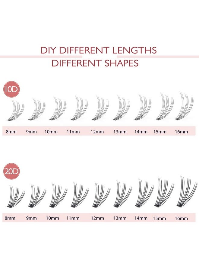 10D Lash Clusters 240Pcs Individual Lash Extensions Natural Cluster Lashes 12-16Mm Mix Lengths C Curl 0.07Mm Thickness Eyelash Individual Cluster Lashes Apply Under Your Lashes(10D12-16Mm)