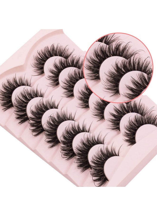 Mink Eyelashes Fluffy Lashes - Eye Lashes 7 Pairs 8D Dramatic Lashes Faux Mink Eyelashes Naturales Long Wispy Fluffy Natural Look False Eyelashes Long Lashes Pack Mink Lashes Soft Reusable